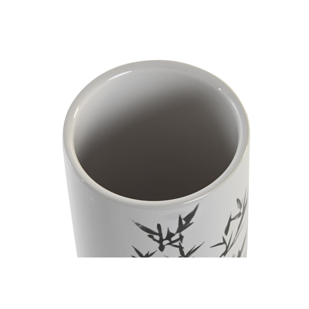 Toothbrush Holder White Black Rubber wood Stoneware 7,6 x 7,6 x 11 cm (12 Units)
