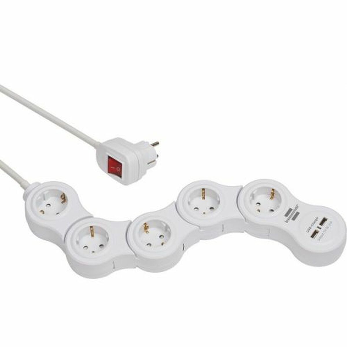 Сетевой фильтр 5 Tomas с выключателем Vario-Power Белый 3600 W USB x 2 (1,4 m)