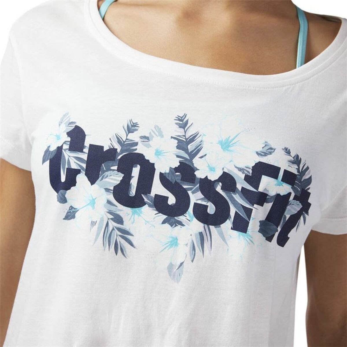 Women’s Short Sleeve T-Shirt Floral Easy Crossfit White
