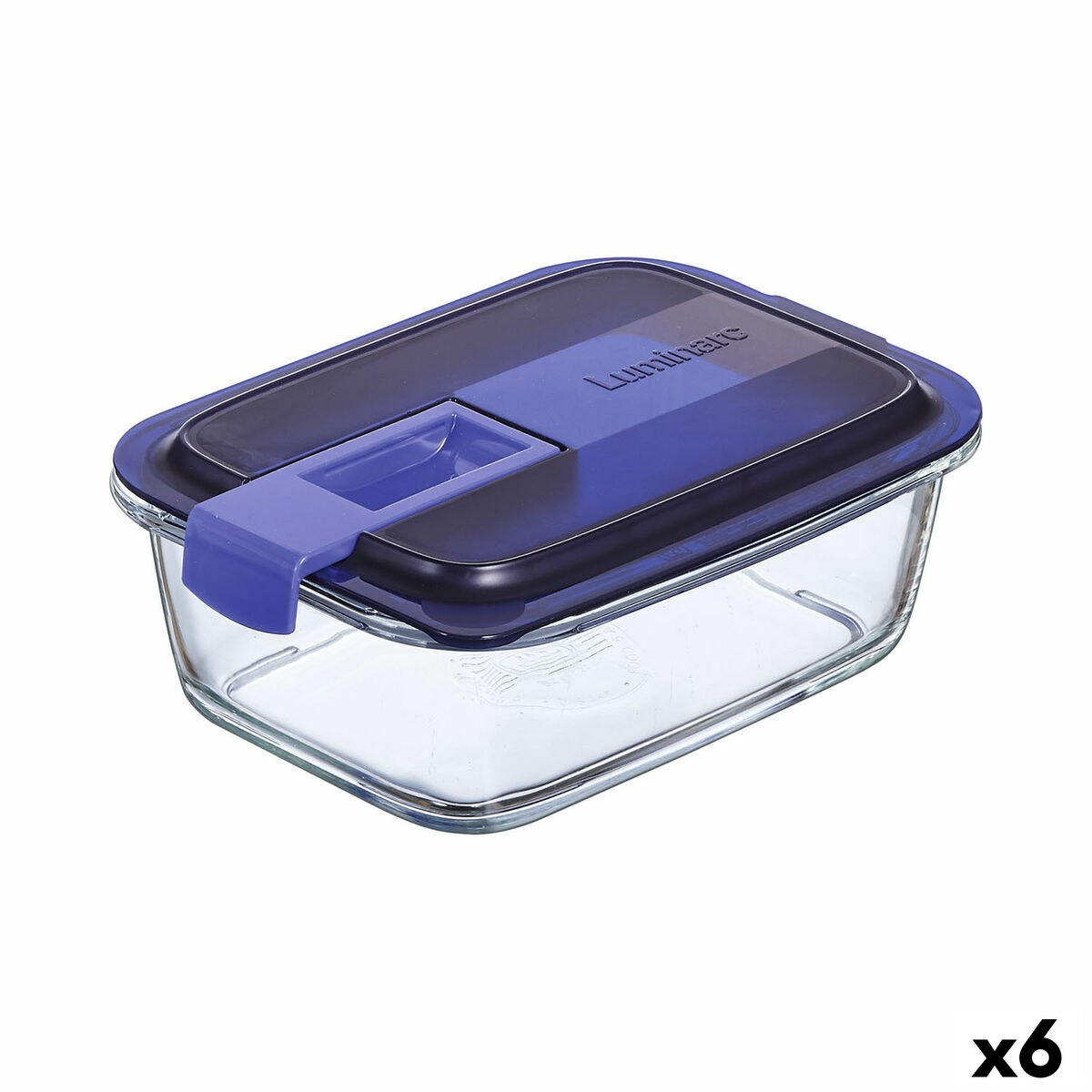 Hermetic Lunch Box Easy Box Blue Glass (6 Units) (820 ml)