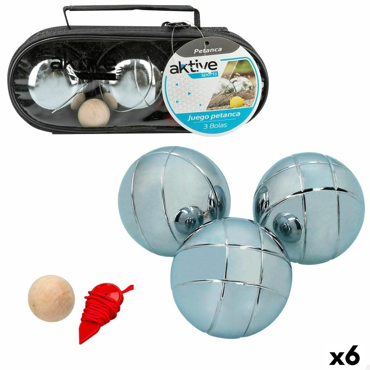 Boules Set Wood Nylon Metal 6 Units