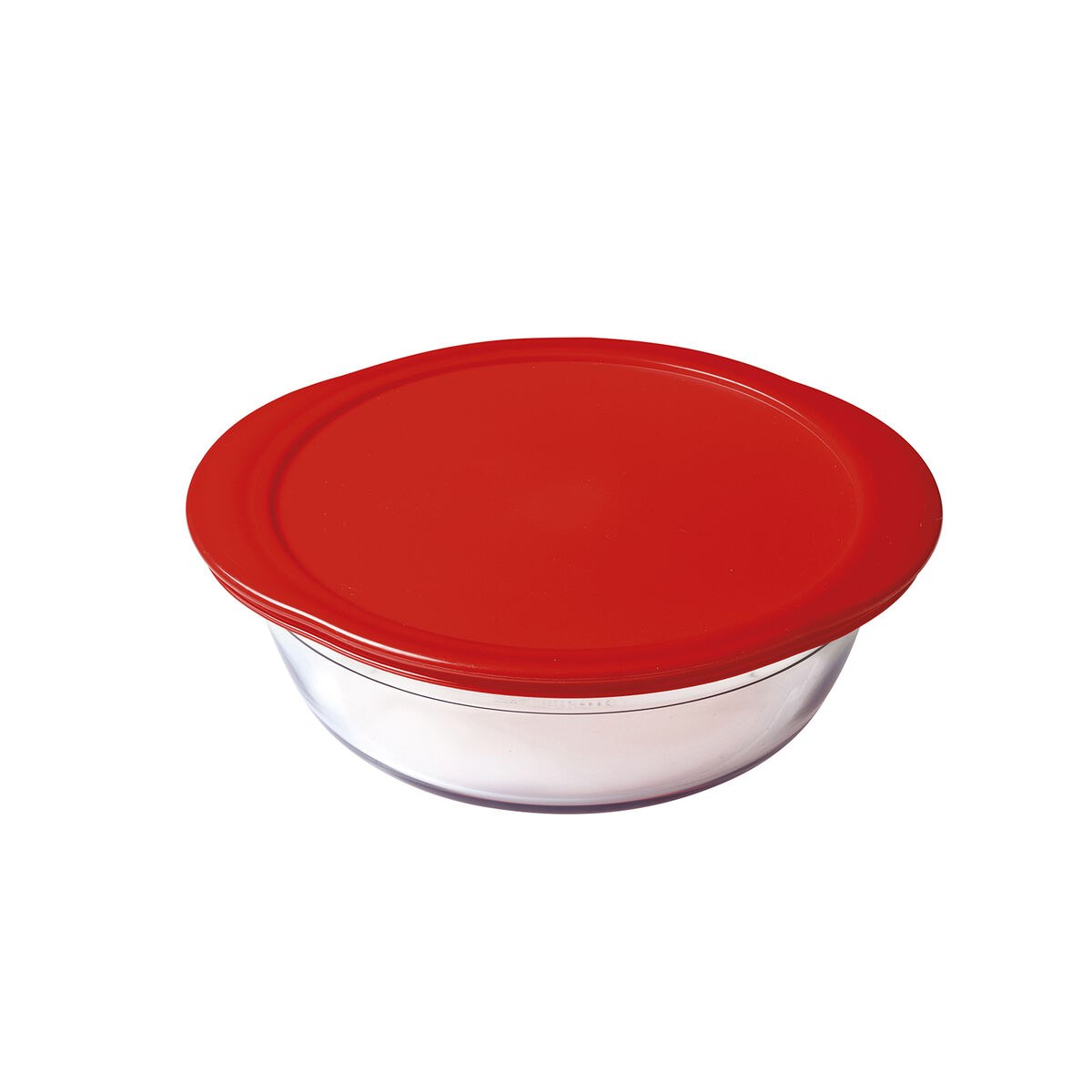 Круглая коробочка для завтраков с крышкой Cook & Store 21 x 21 x 7 cm Красный 1,1 L Силикон Cтекло (5 штук)