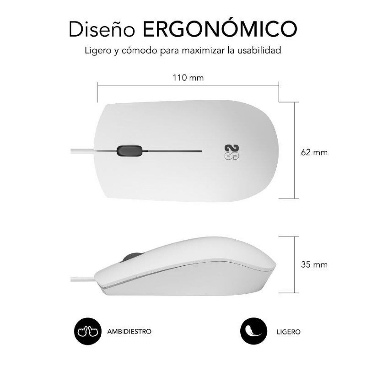 Mouse SUBMO-B2BS002 White 1200 DPI