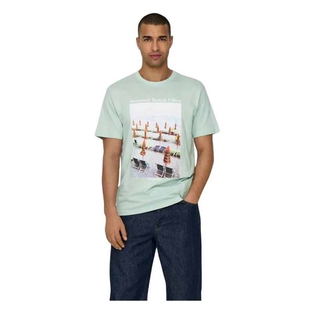 Men’s Short Sleeve T-Shirt Onskolton Reg Beach Surf Black