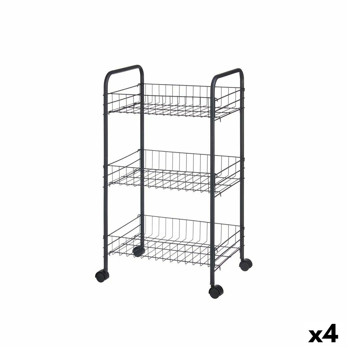 Передвижная тумба Чёрный Металл полипропилен Пластик 37 x 27 x 63 cm 26,5 x 56 x 8,5 cm (4 штук)