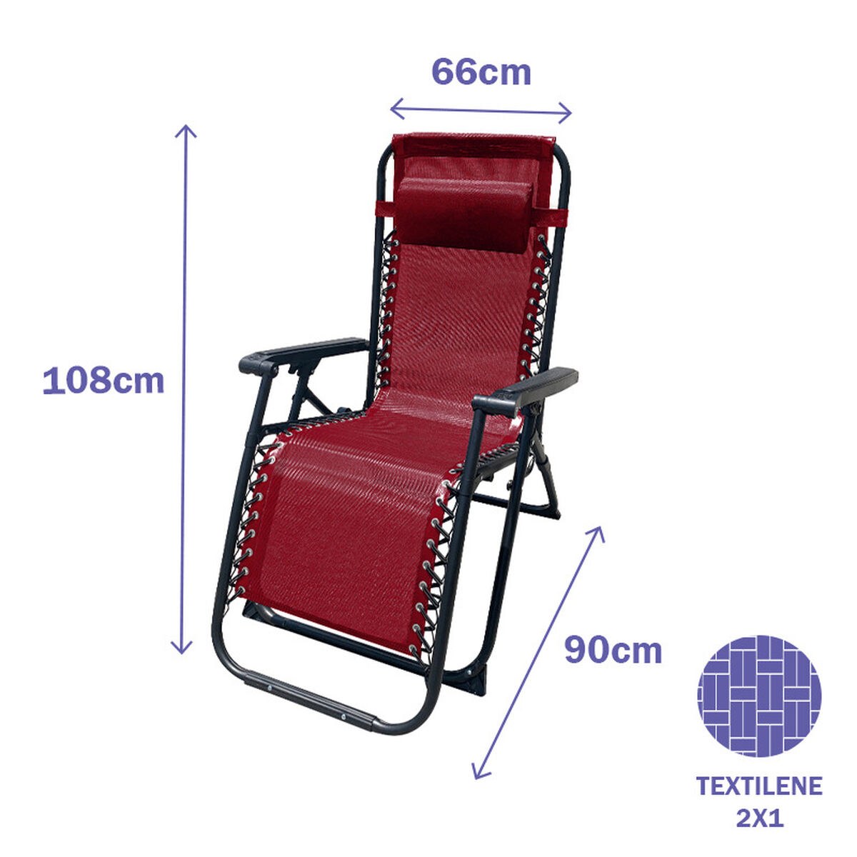 Folding Chair Burgundy 90 x 108 x 66 cm