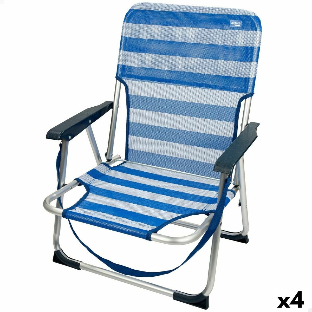 Beach Chair Foldable Blue 44 x 72 x 35 cm (4 Units)