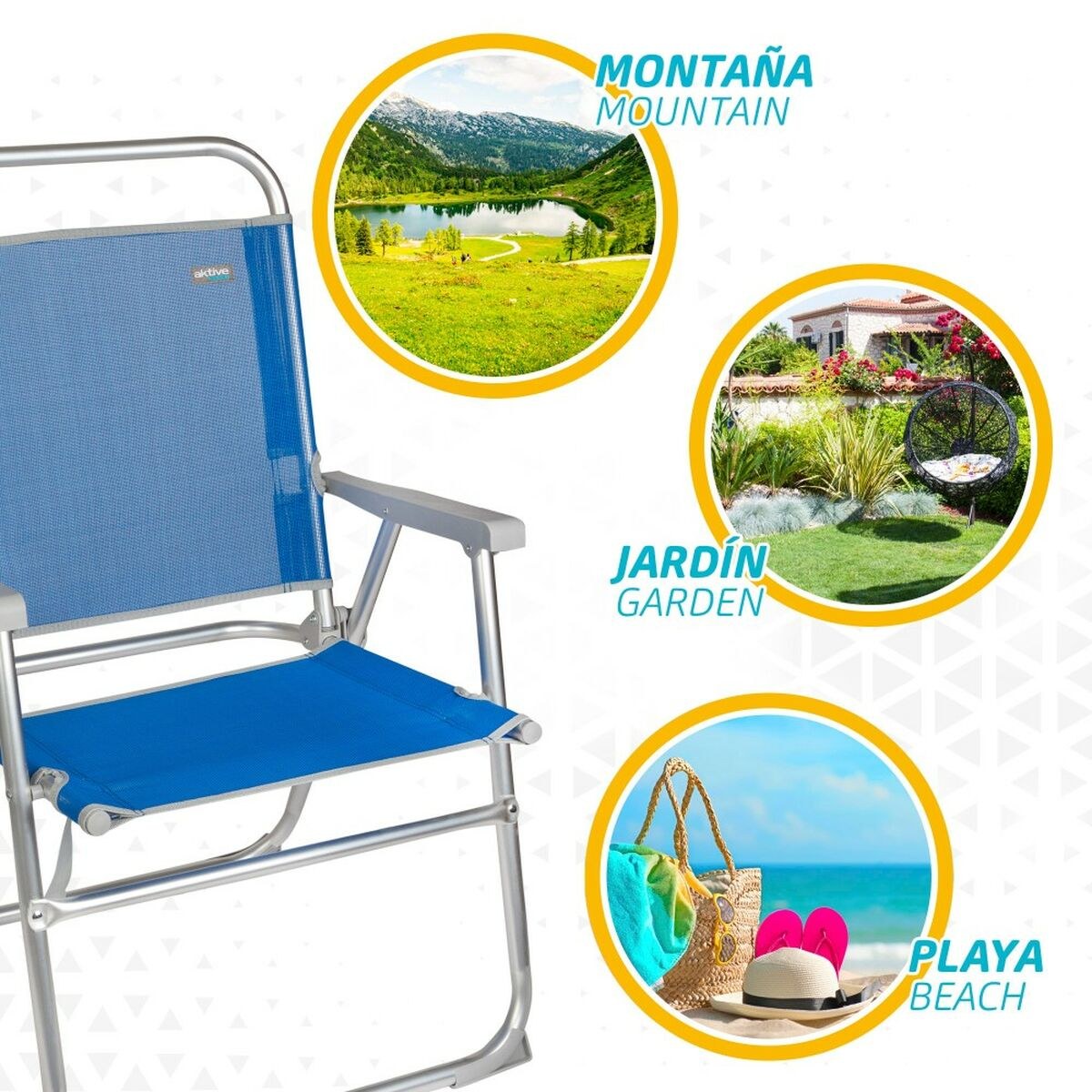 Beach Chair Gomera Blue 48 x 88 x 50 cm Aluminium Foldable (4 Units)