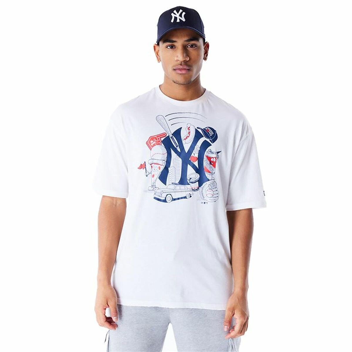 Men’s Short Sleeve T-Shirt MLB FOOD GRPHC OS New York Yankees White