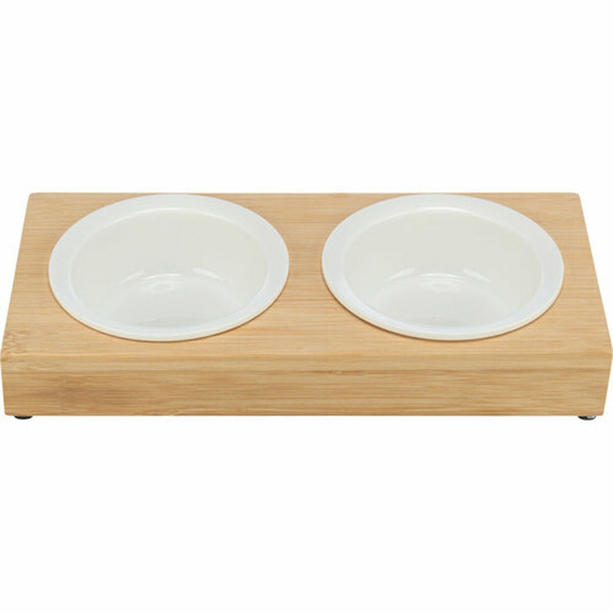 Кормушка для собак Белый Натуральный Керамика Бамбук Ø 12 cm 2 x 250 ml 30 × 5 × 14 cm
