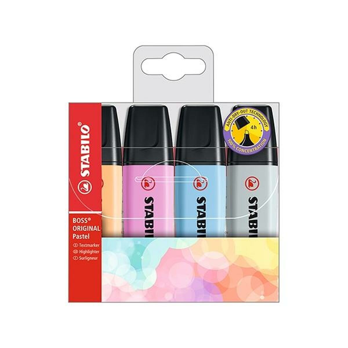 Fluorescent Marker Set Boss Original Pastel Multicolour (4 Units)
