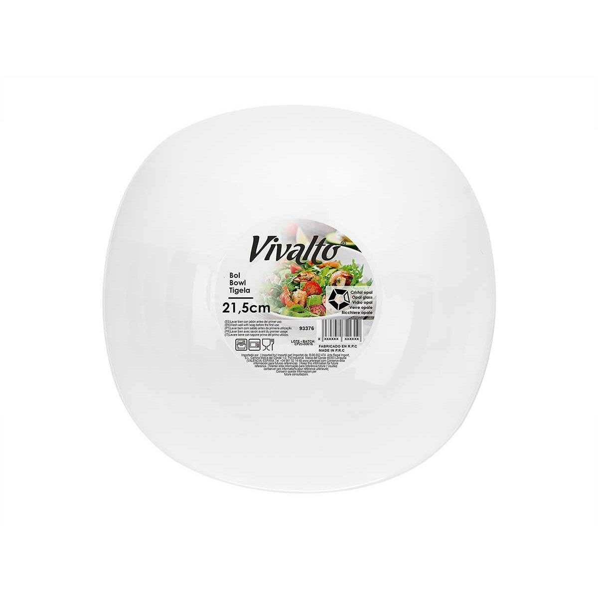 Serving Platter White Opaline glass Squared 21,5 x 7 x 21,5 cm (24 Units)