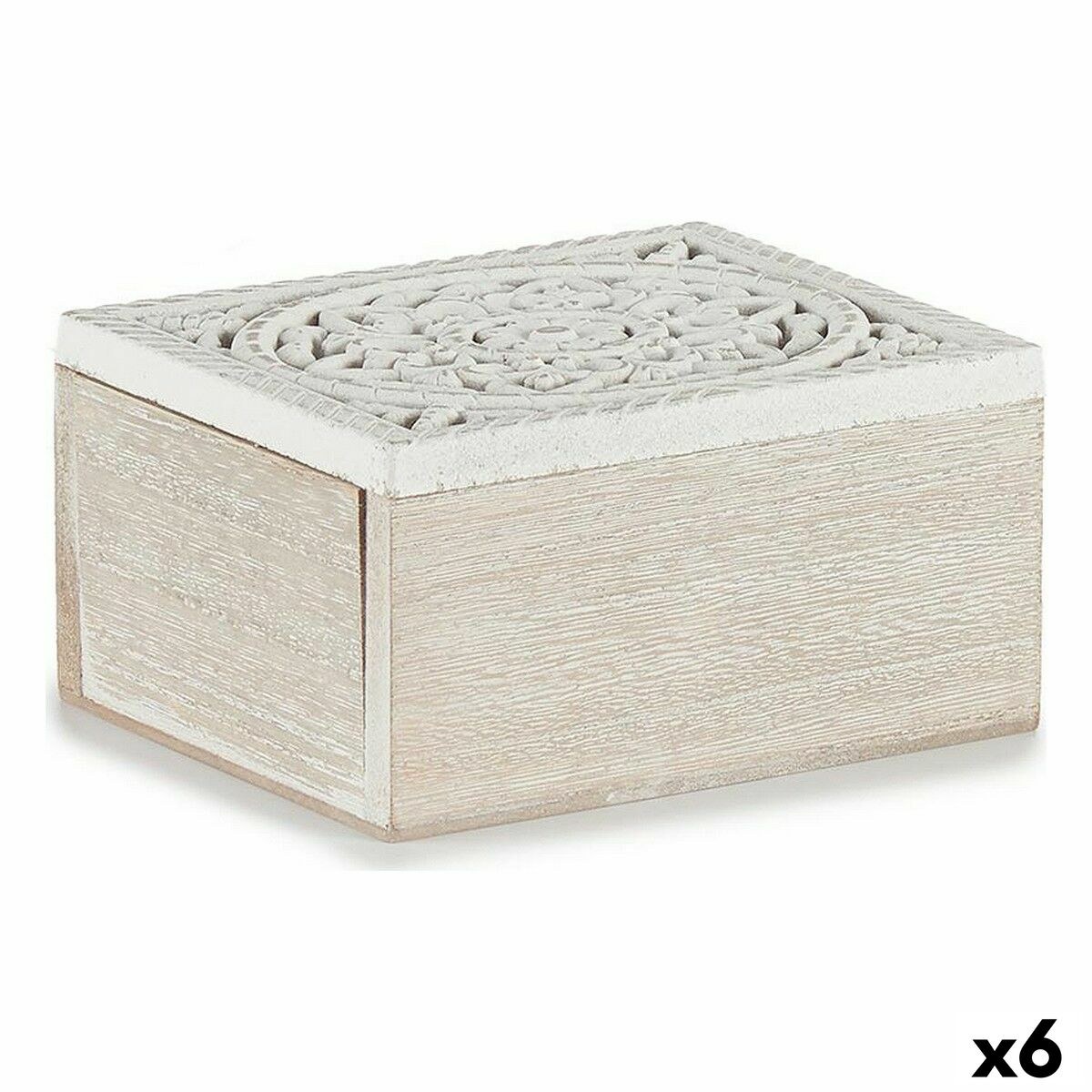Decorative box White Wood Metal (6 Units)