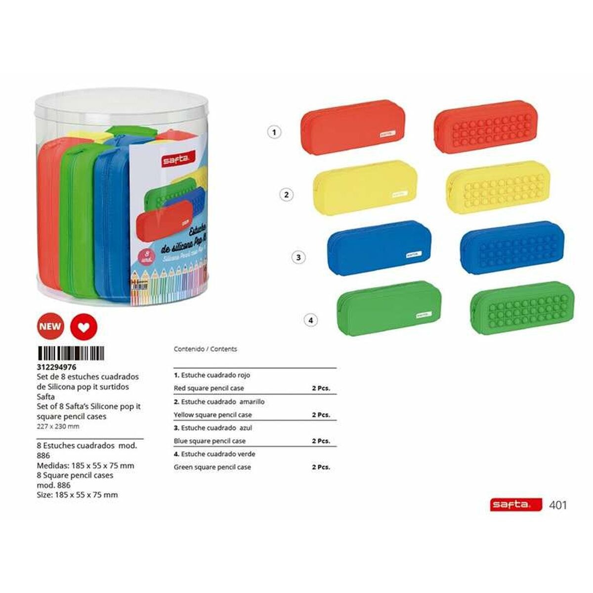 School Case Pop It Red 27 x 23 cm Set
