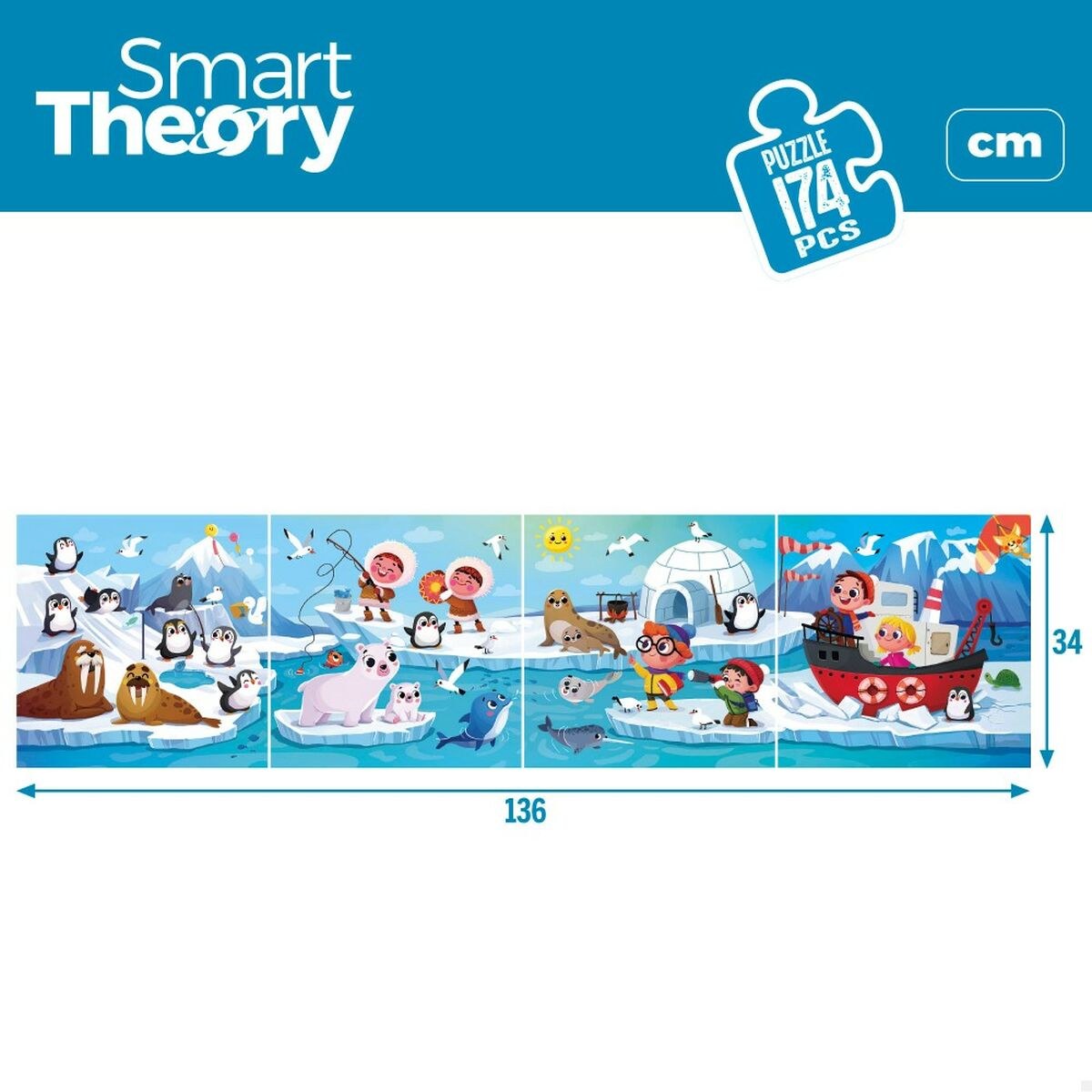 Детский паззл Artic 4 в 1 174 Предметы 136 x 34 cm (6 штук)