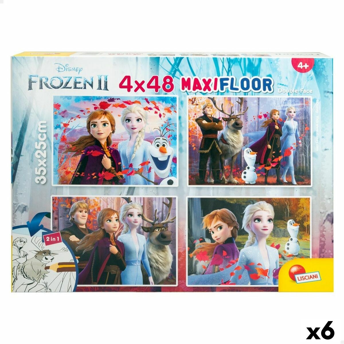 Детский паззл Двухстороннее 4 в 1 48 Предметы 35 x 1,5 x 25 cm (6 штук)