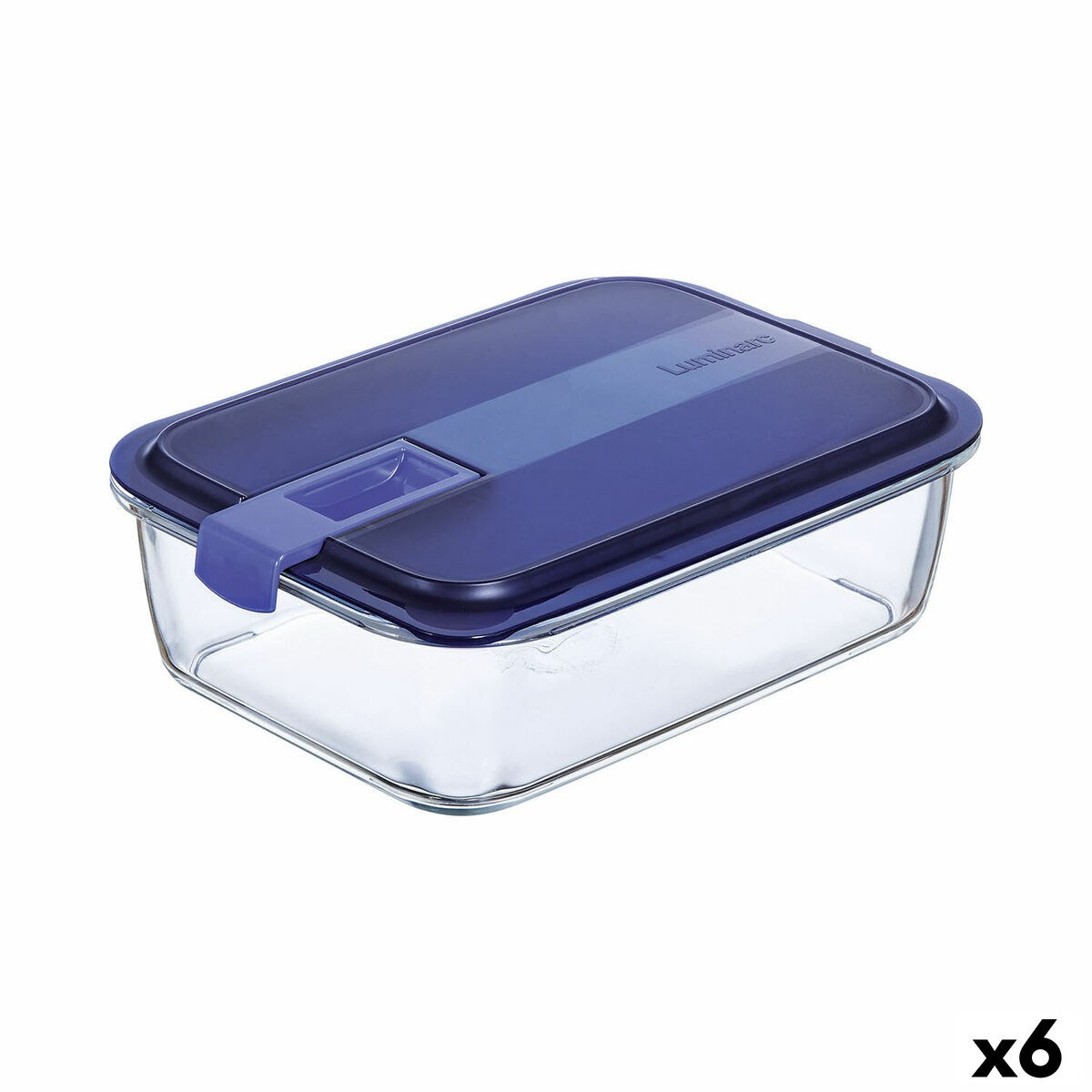 Hermetic Lunch Box Easy Box Blue Glass (6 Units) (1,97 l)