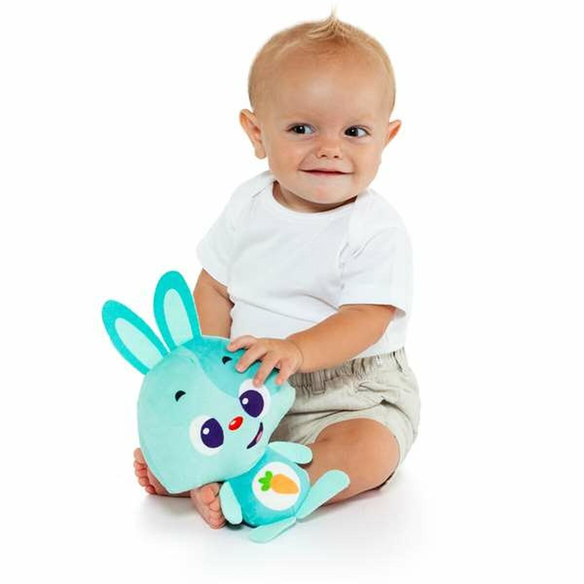 Плюшевая игрушка, издающая звуки Gusy luz Baby Bunny бирюзовый 7,5 cm