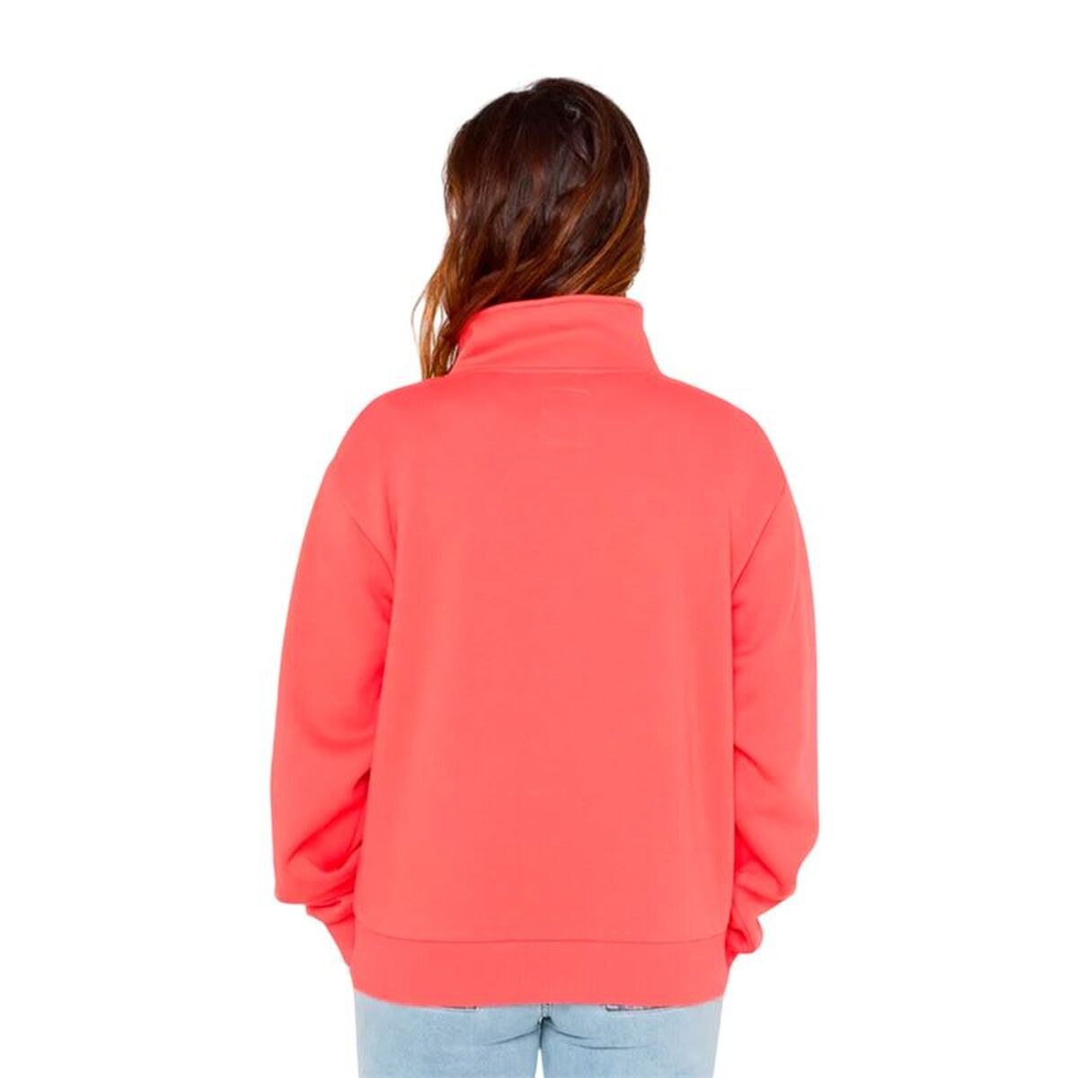 Women’s Sweatshirt without Hood Half Zip Fleece Coral