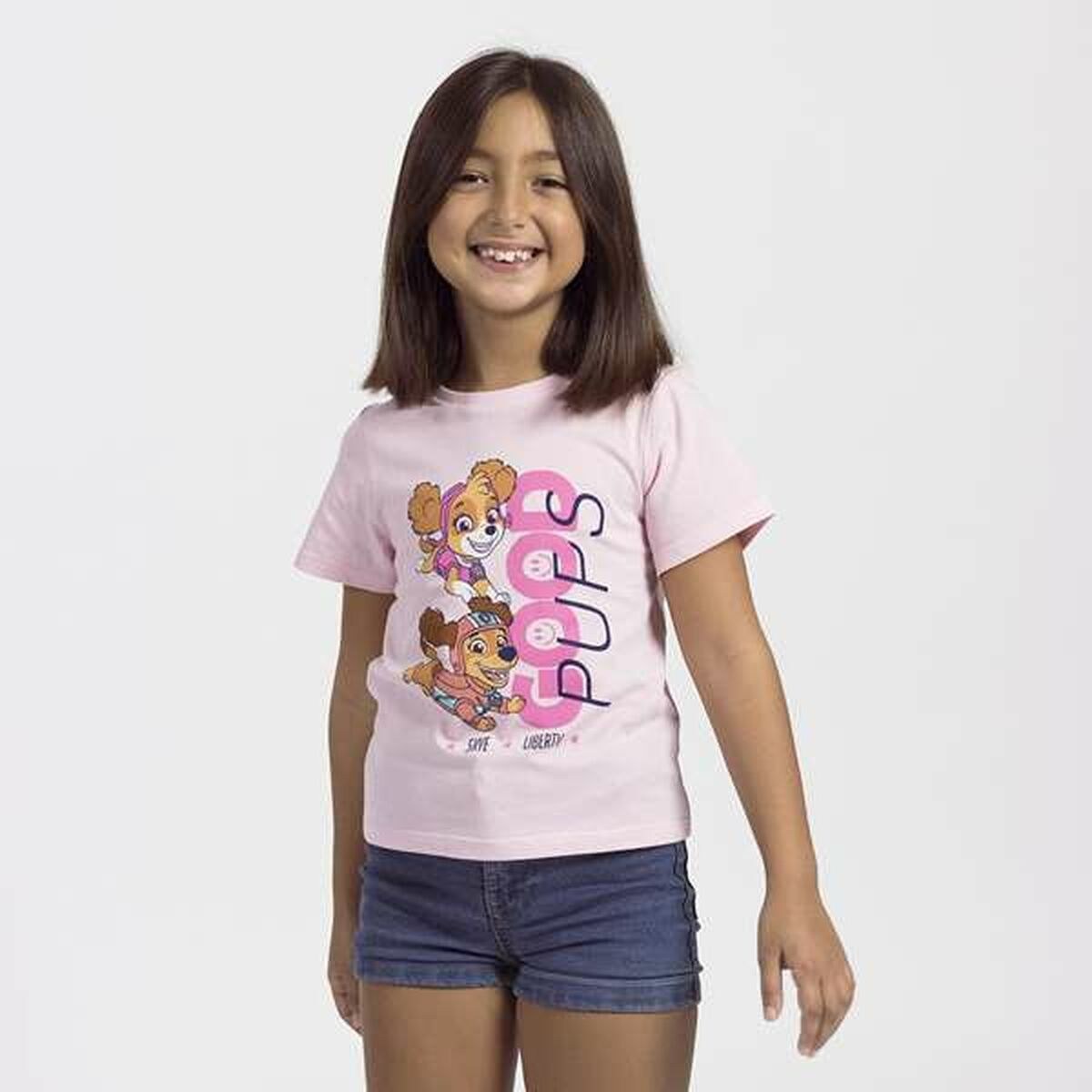 Child's Short Sleeve T-Shirt White Pink