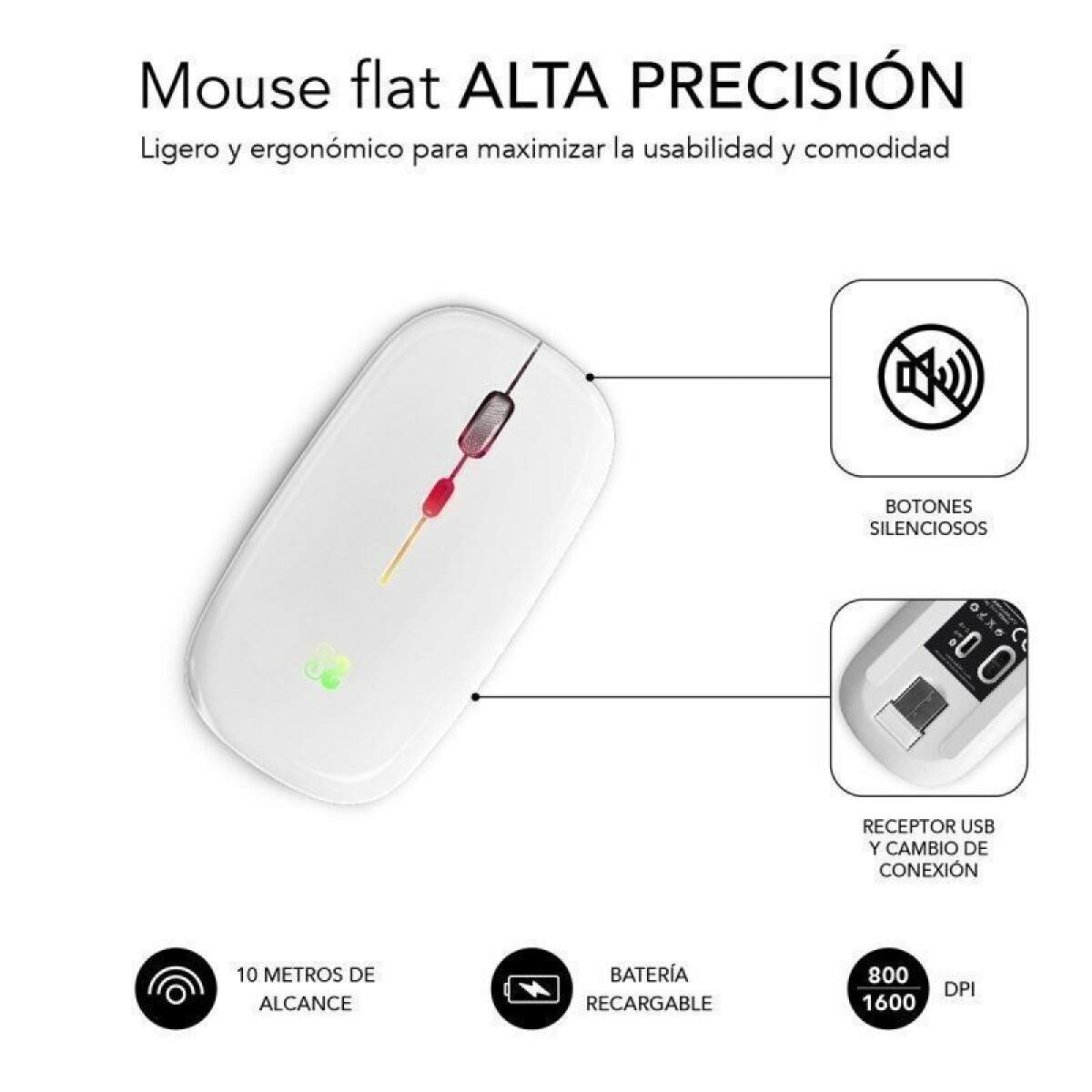 Wireless Bluetooth Mouse SUBMO-LDFLAT2 White 1600 dpi