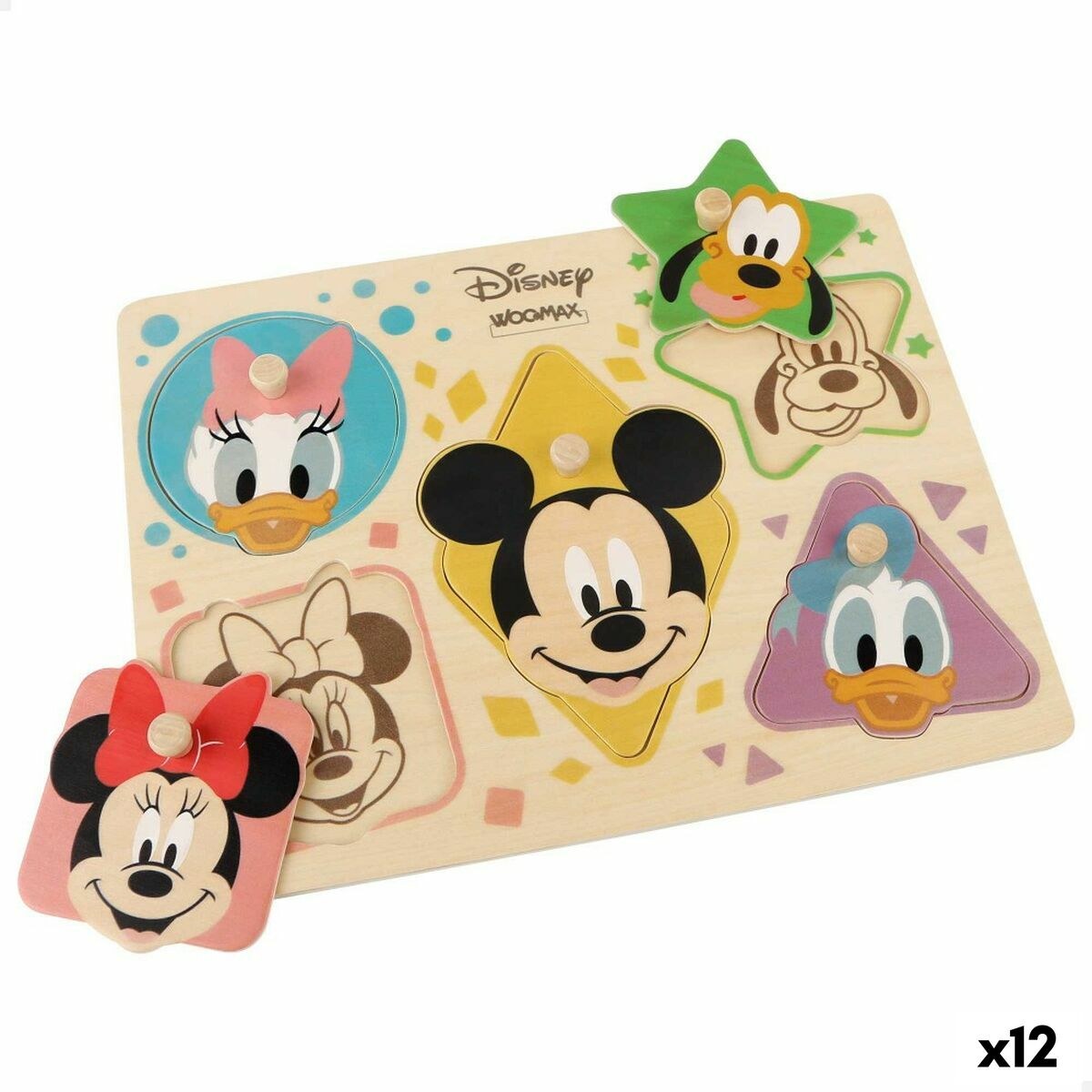 Child's Wooden Puzzle + 2 Years 5 Pieces (12 Units)