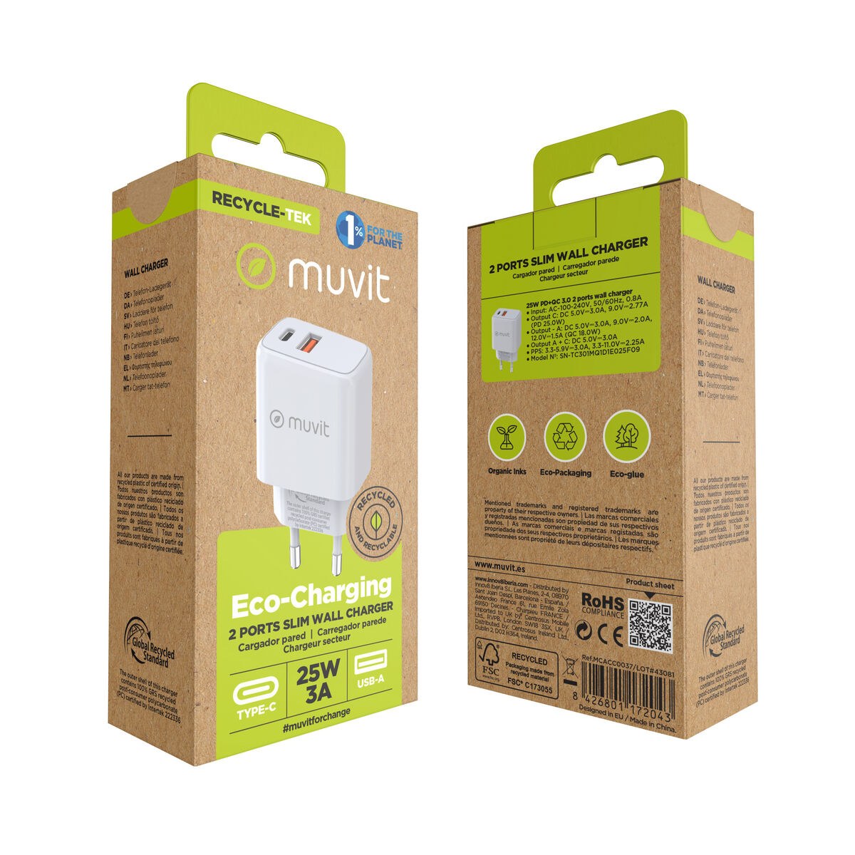 Сетевое зарядное устройство MC-215 Белый 18 W 25 W
