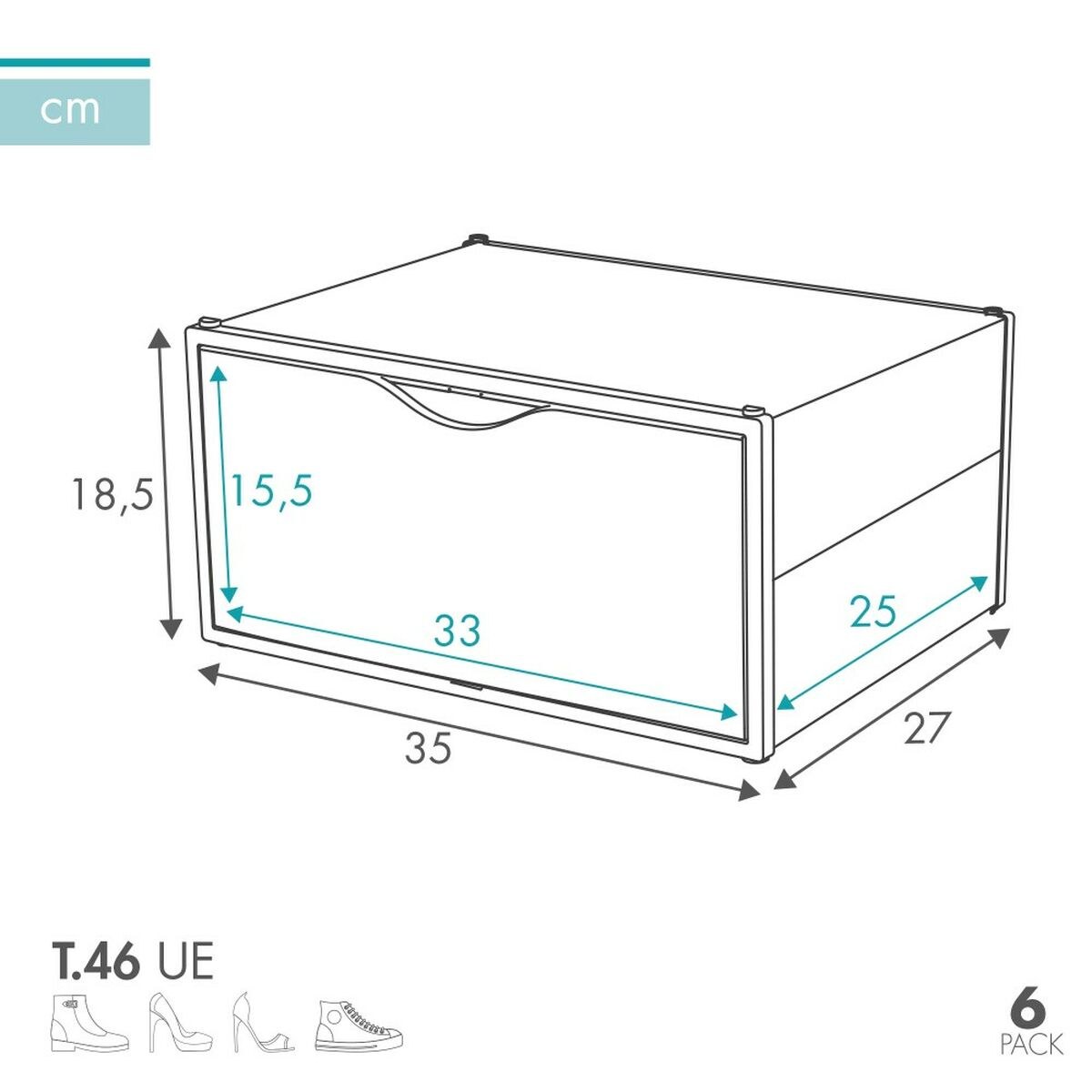 Stackable shoe box Белый 6 штук полипропилен ABS 35 x 18,5 x 27 cm