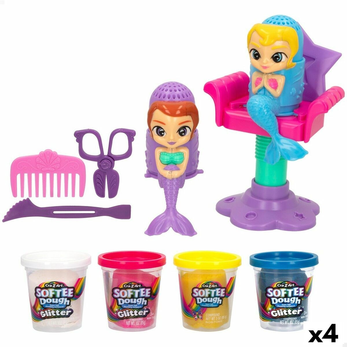 Пластилиновая игра Softee Dough волосы sirenas (4 штук)