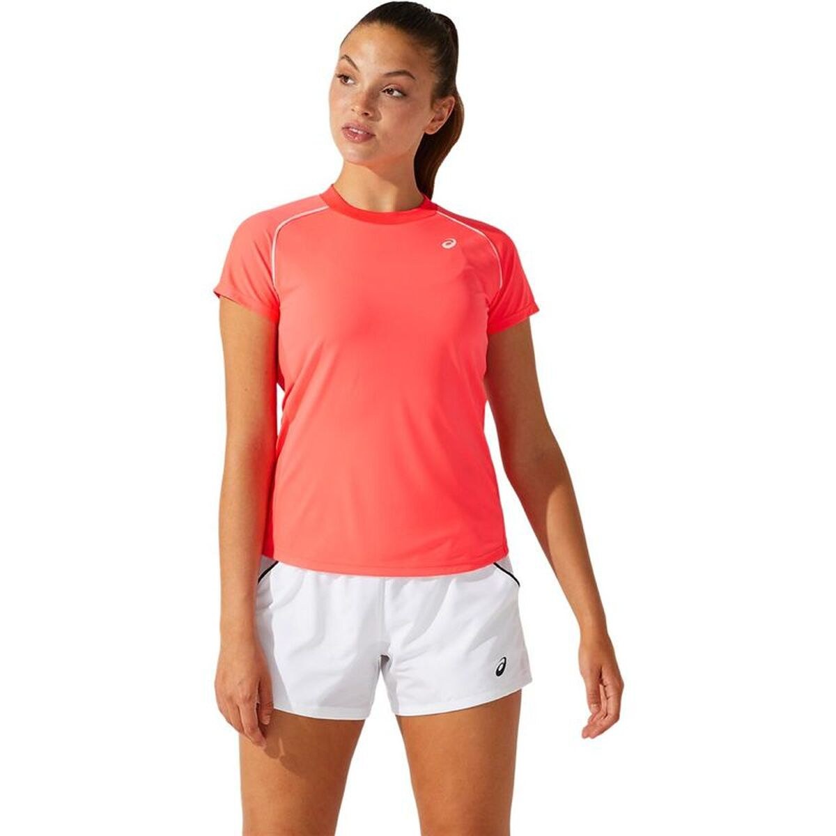 Short-sleeve Sports T-shirt Court Piping W Coral