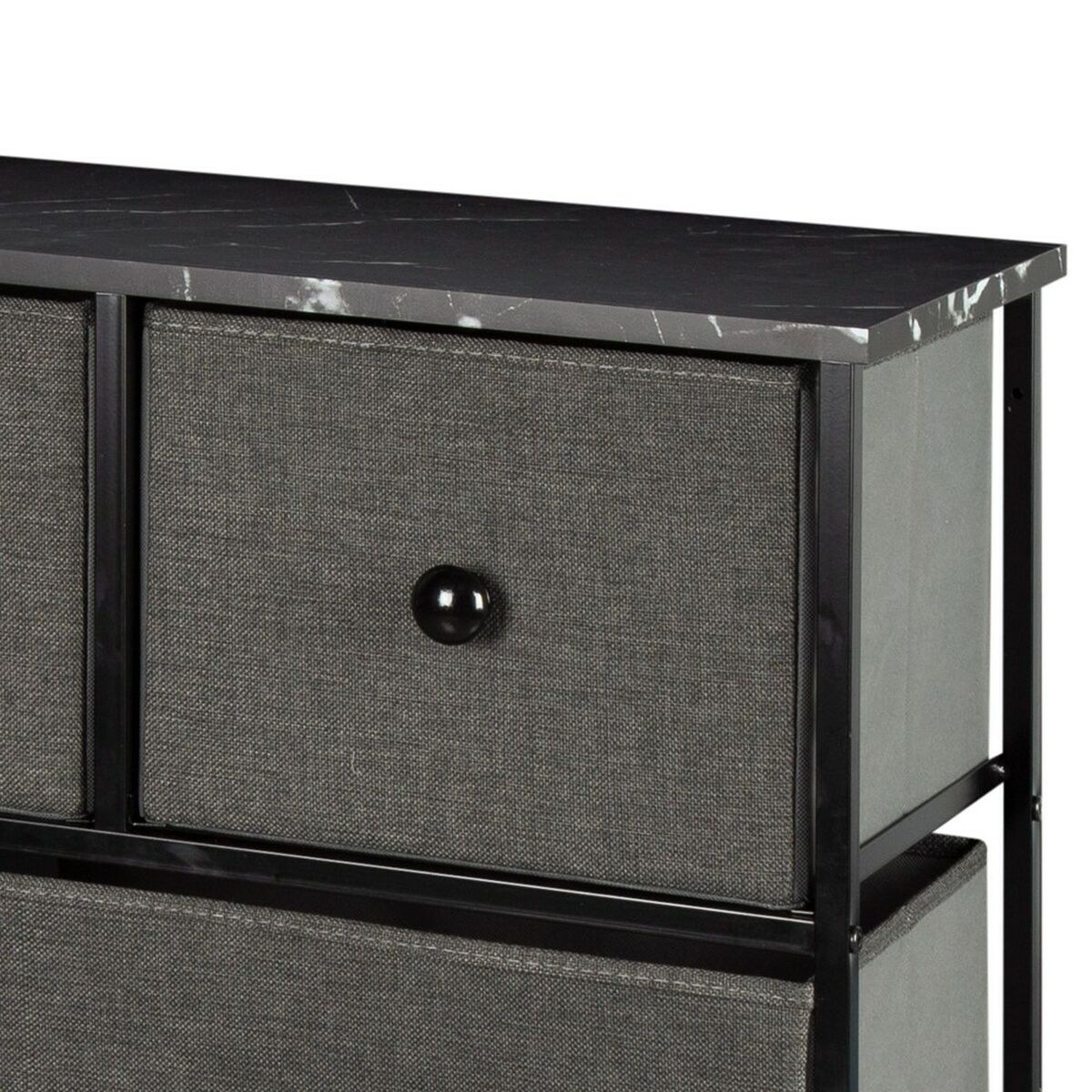 Chest of drawers Black Grey Marble 100 x 100 x 30 cm