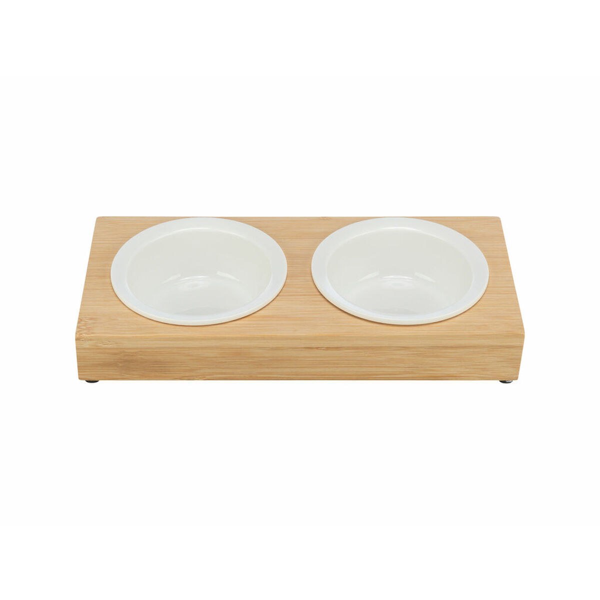 Кормушка для собак Белый Натуральный Керамика Бамбук Ø 12 cm 2 x 250 ml 30 × 5 × 14 cm