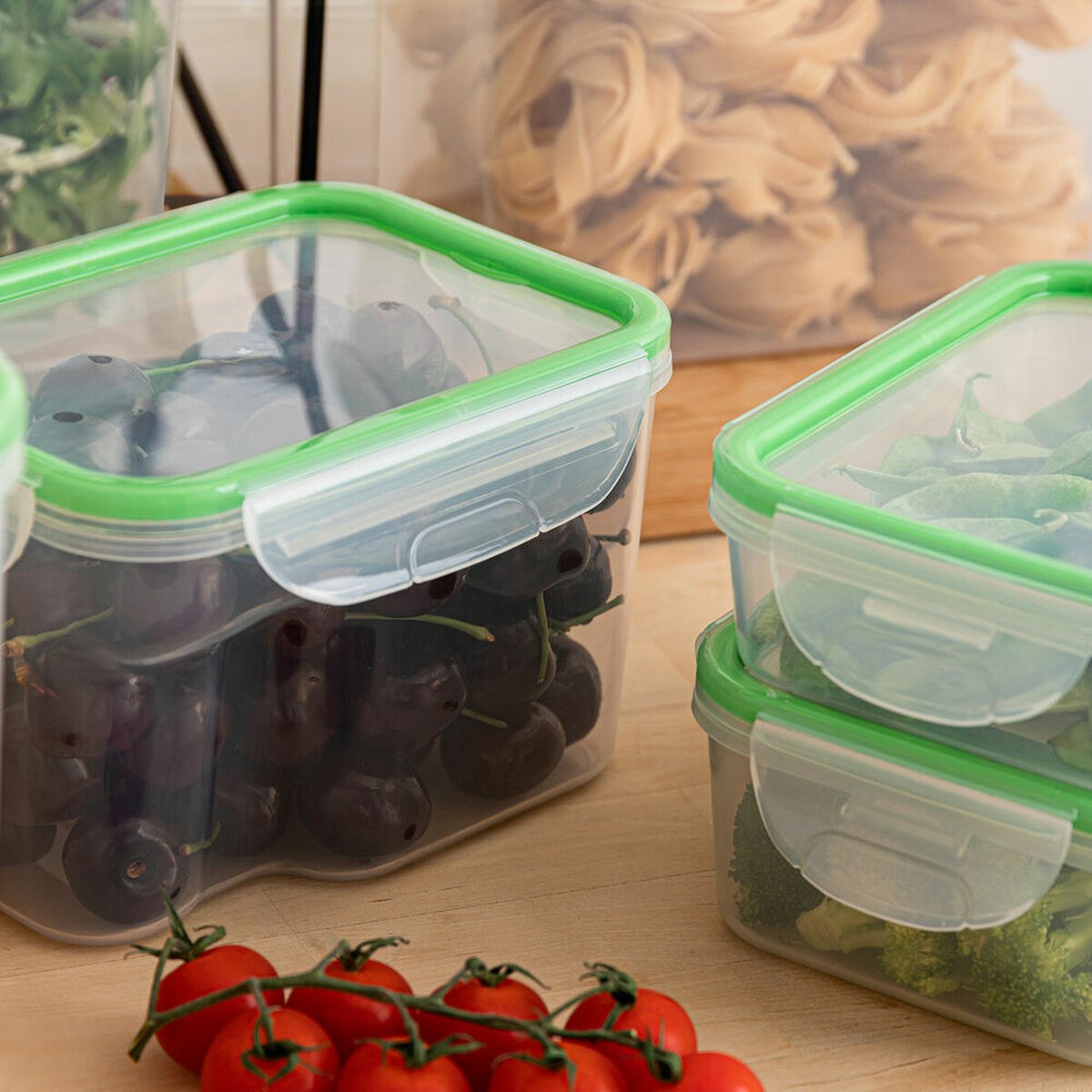 Hermetic Lunch Box Greenery 1,8 L Transparent Plastic (Pack 4x)