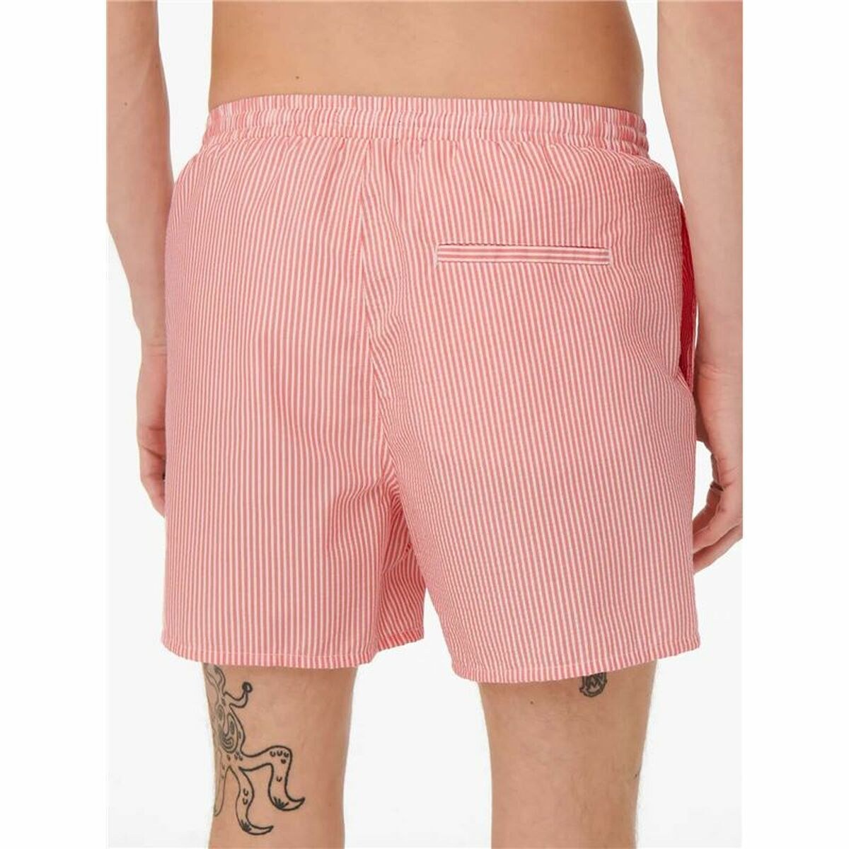 Men’s Bathing Costume Onsted Stripe Seersucker Pink