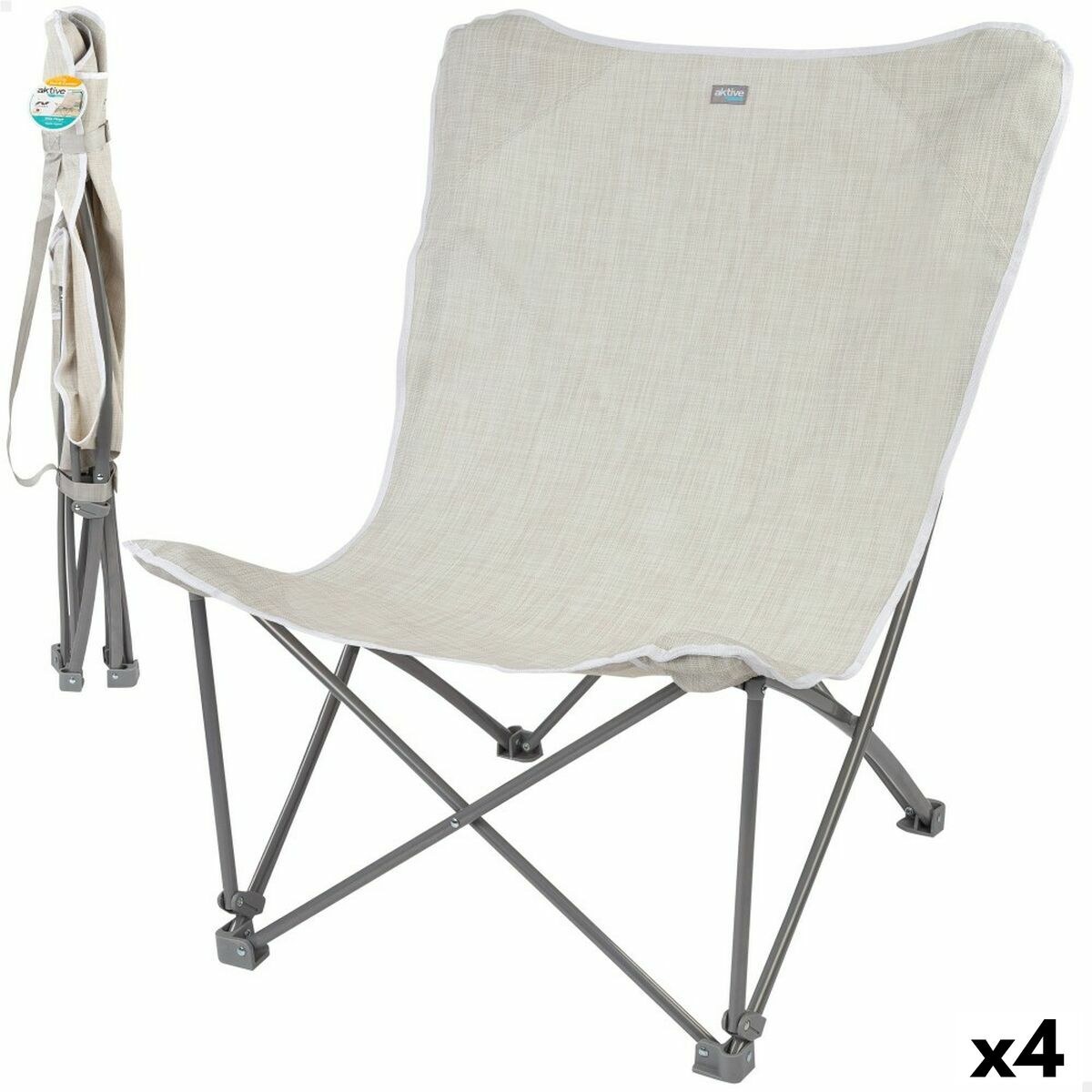 Foldable Camping Chair Beige 78 x 90 x 76 cm (4 Units)