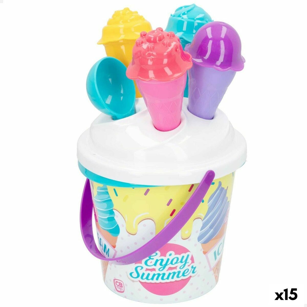 Beach toys set Ø 18 cm 11 Pieces Ice cream polypropylene (15 Units)