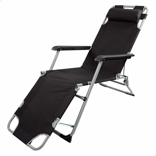 Reclining lounder Polyester 600D Steel Black 177 x 47 x 34 cm