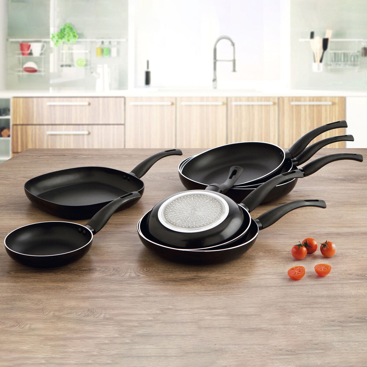 Pan Hydra Black Metal Bakelite Ø 22 cm (6 Units)