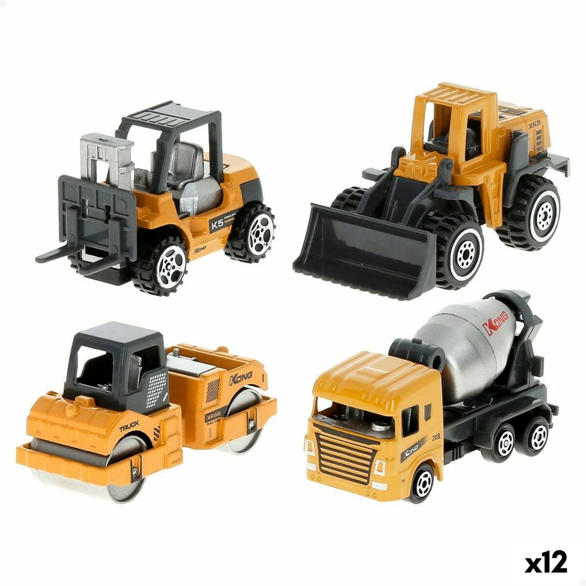Набор автомобилей для дорожных работ 7,5 x 4 x 3 cm (12 штук)