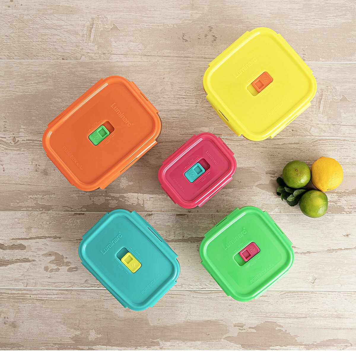 Hermetic Lunch Box Pure Box Holy Yellow Glass Squared 1,22 L (6 Units)