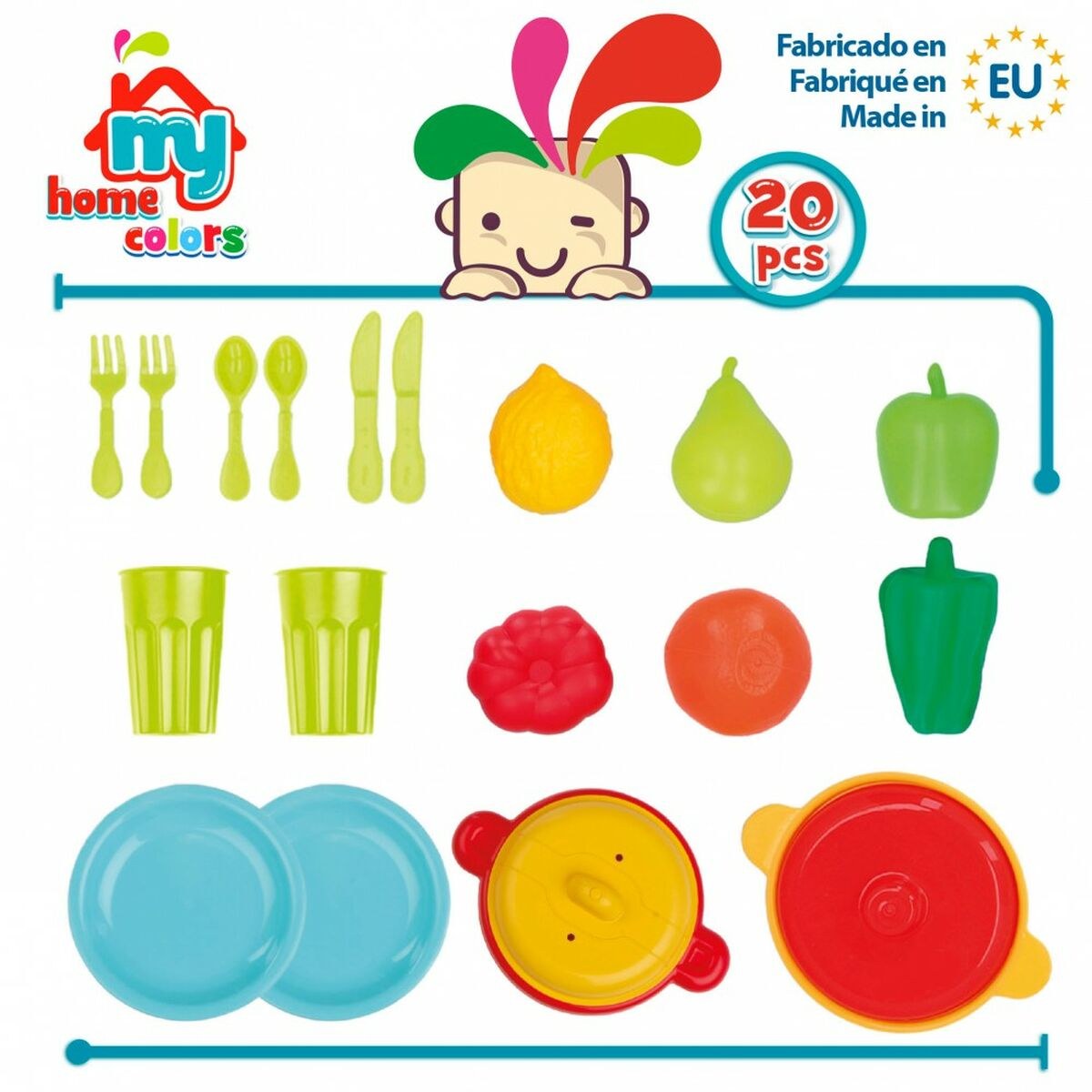 Toy Food Set Kitchenware and utensils 20 Pieces (12 Units)
