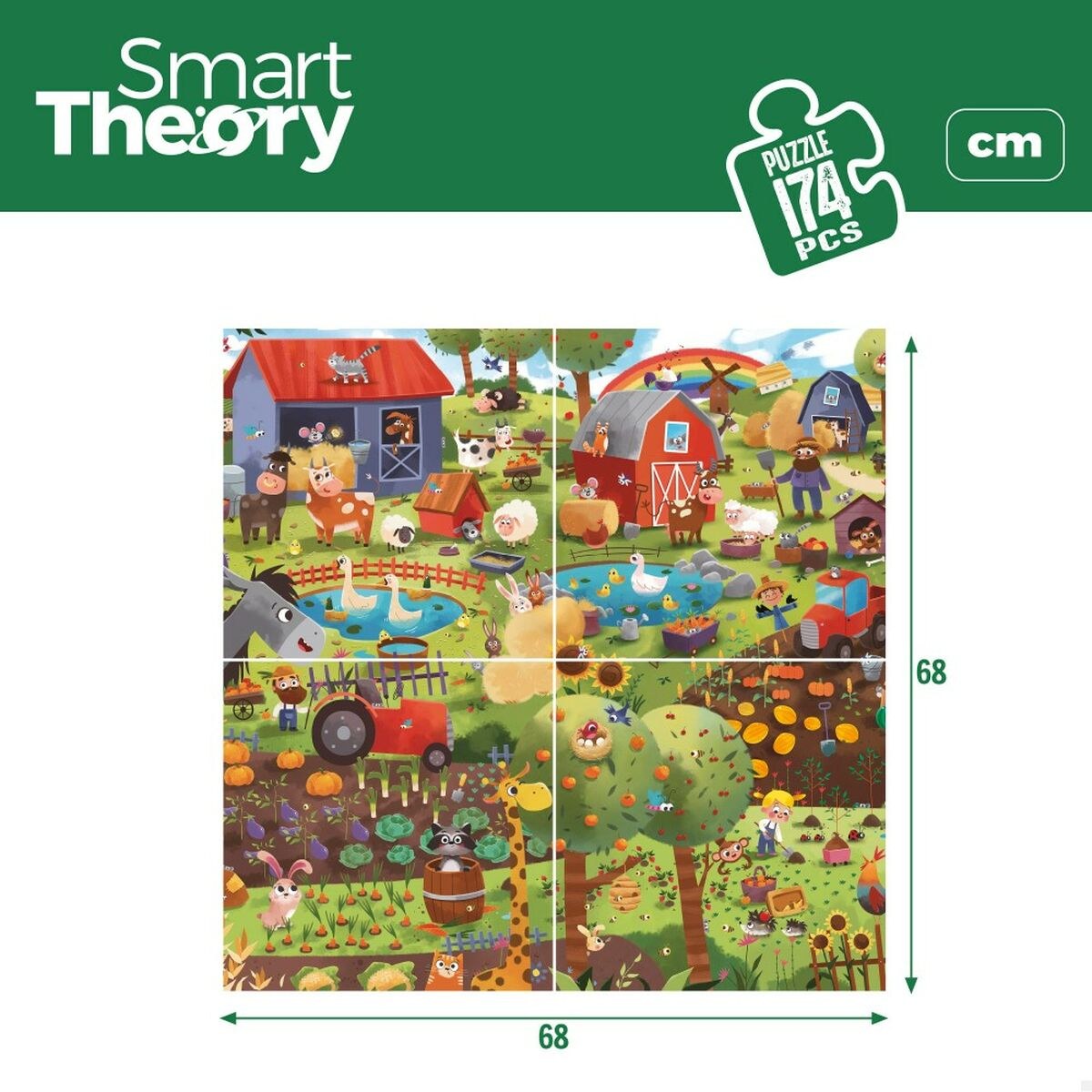 Детский паззл 4 в 1 174 Предметы Ферма 68 x 68 cm (6 штук)