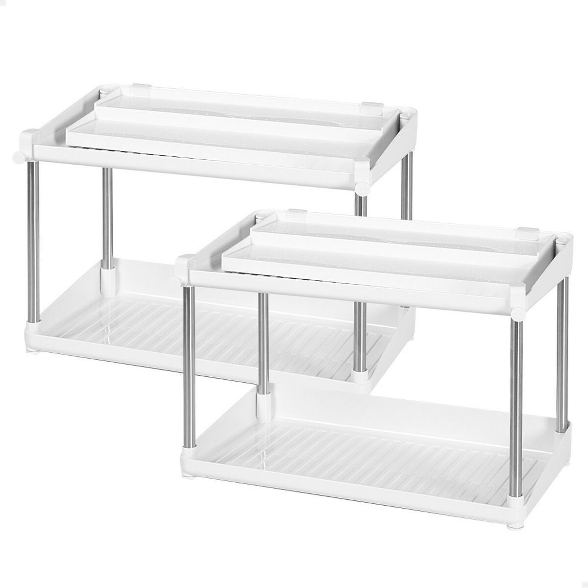 Органайзер для кухонных ящиков Белый 2 Полки 2 штук 37,5 x 25,5 x 19 cm