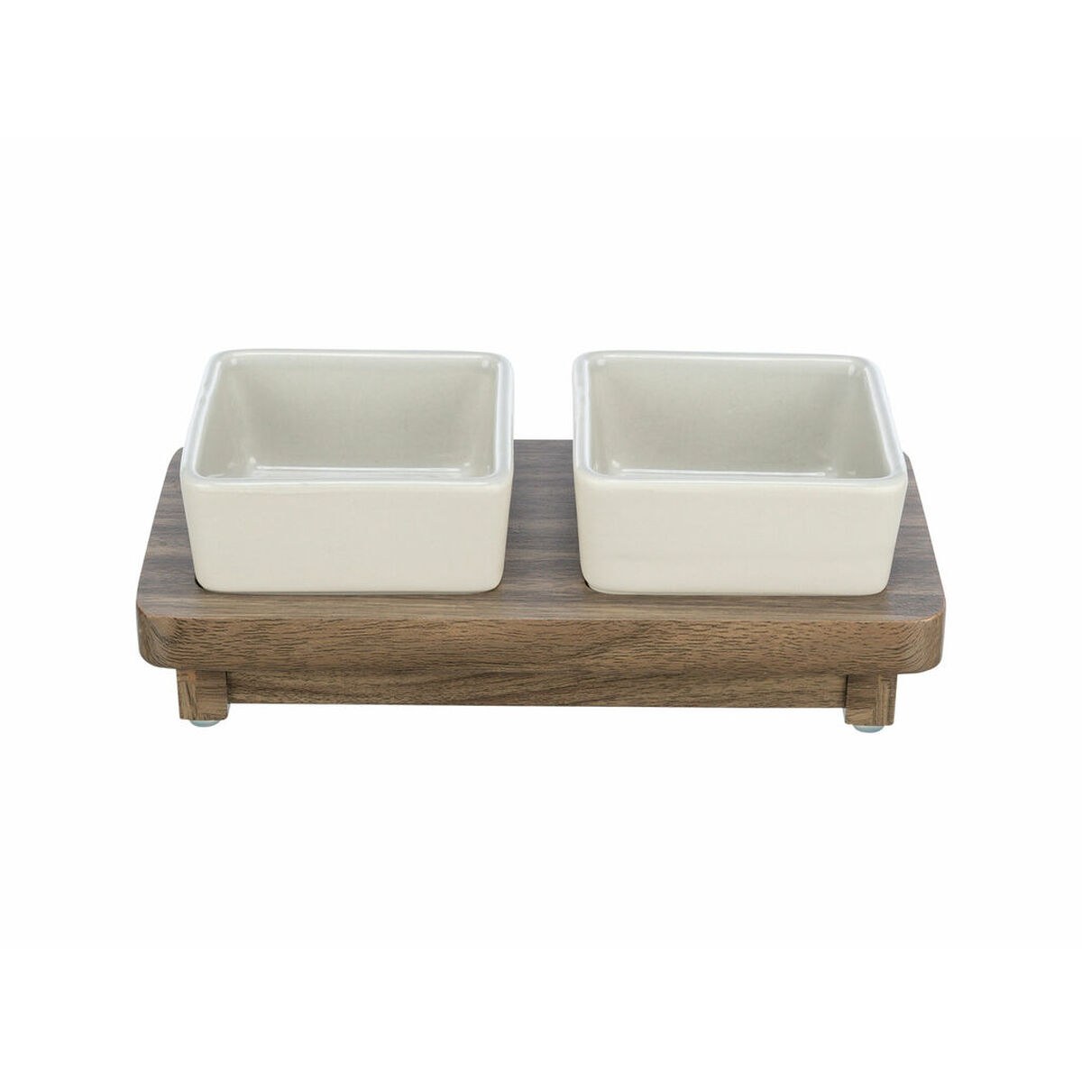 Кормушка для собак CityStyle Коричневый Серый Керамика Силикон Деревянный MDF 2 x 400 ml