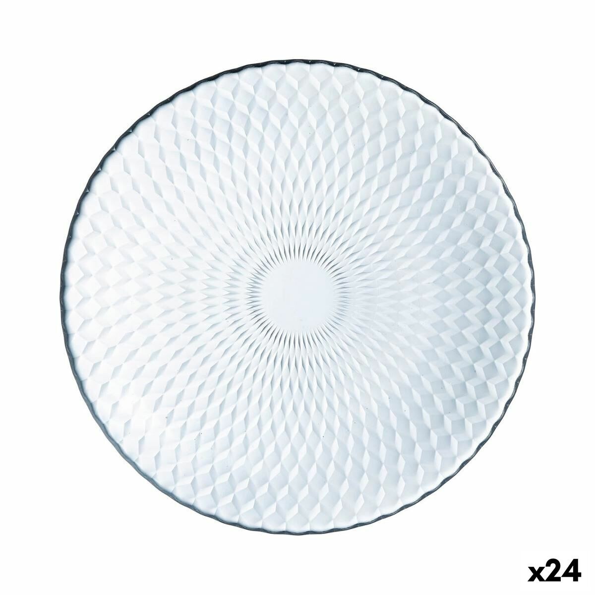 Flat plate Pampille Transparent Glass (25 cm) (24 Units)