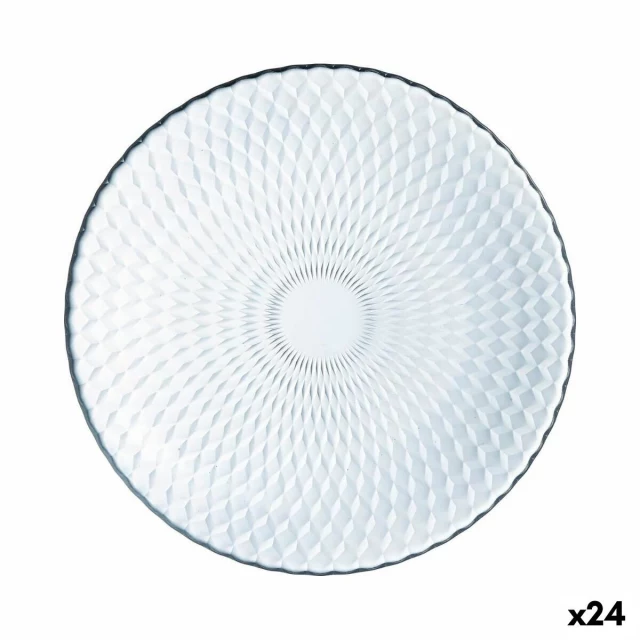 Flat plate Pampille Transparent Glass (25 cm) (24 Units)
