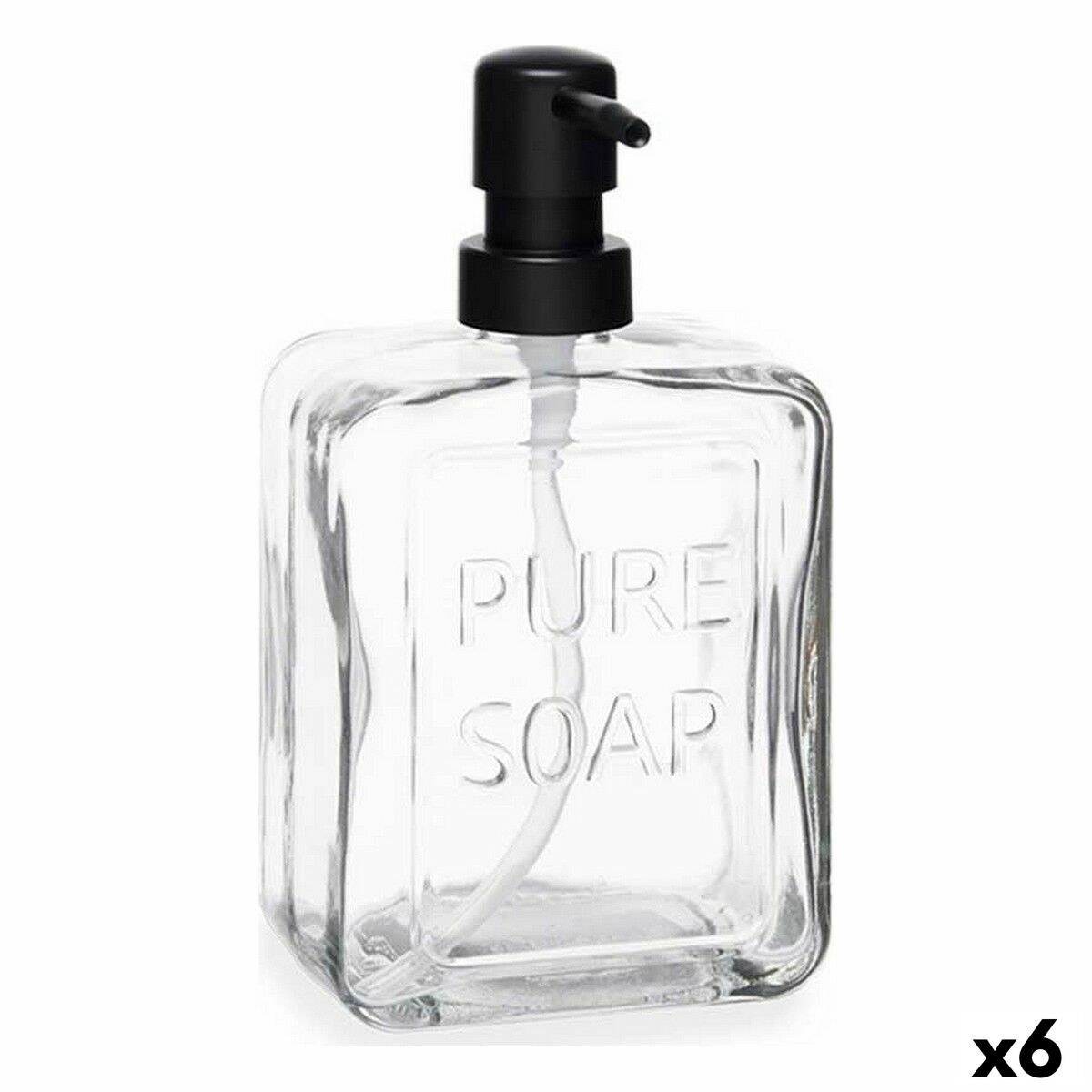 Soap Dispenser Pure Soap Transparent Crystal Plastic 570 ml 10 x 18 x 6 cm (6 Units)
