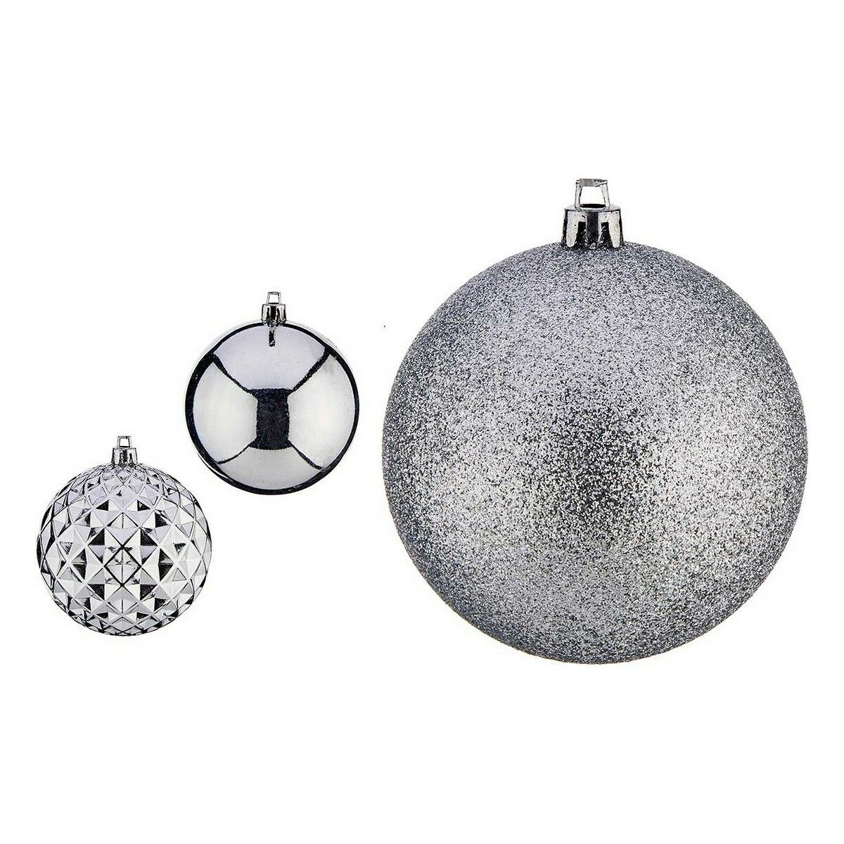 Christmas Baubles Silver PVC Ø 8 cm 3 Units