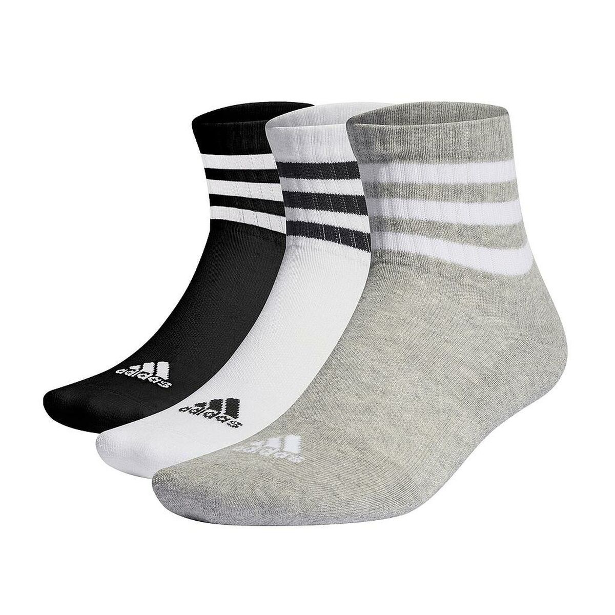 Спортивные носки 3 STRIPES CUSHIONED MID CUT IC1318 Чёрный 3 пар