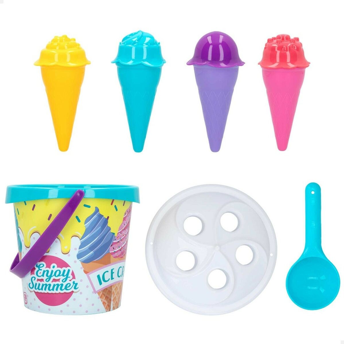 Beach toys set Ø 18 cm 11 Pieces Ice cream polypropylene (15 Units)